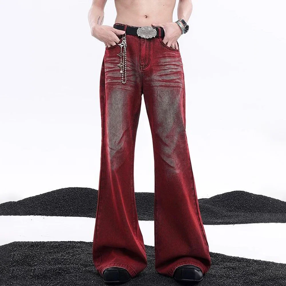 

Men Jeans Contrast Color Wash Casual Pant Streetwear Fashion American Retro Youth Trend Performance Trousers Male Men'S Clothing
