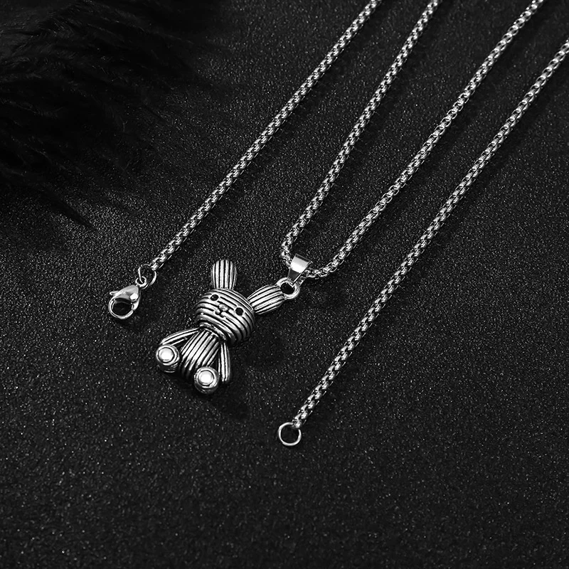 Hipster Male Hip Hop Bear Titanium Steel Pendant Necklace Bunny Bungee Di With Personalized Necklace Jewelry Birthday Gift 2022