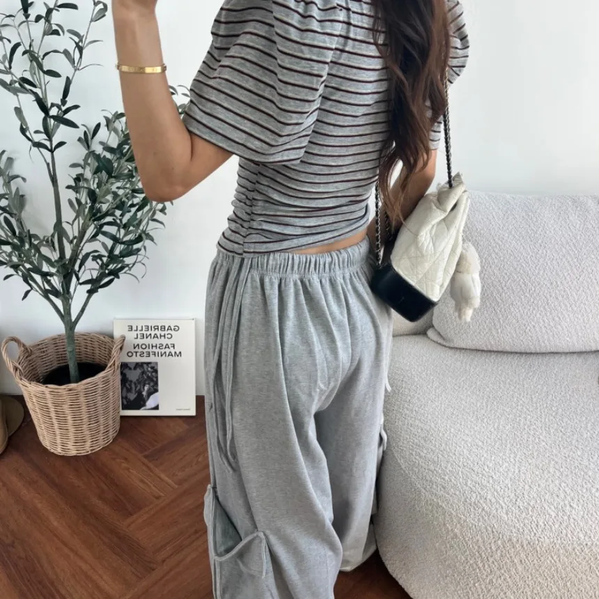 Pantaloni casual dimagranti a vita alta a gamba larga per le donne Primavera Autunno Nuovi pantaloni Sle Faionable Big Ket possono essere abbinati
