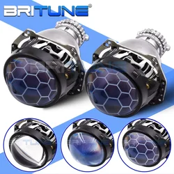 H4 Bi-xenon Projector Headlight for Hella 3R G5 Honeycomb etching blue Lens D2S/D2H Bulbs 3-inch Full-Metal Kit Car Accessories