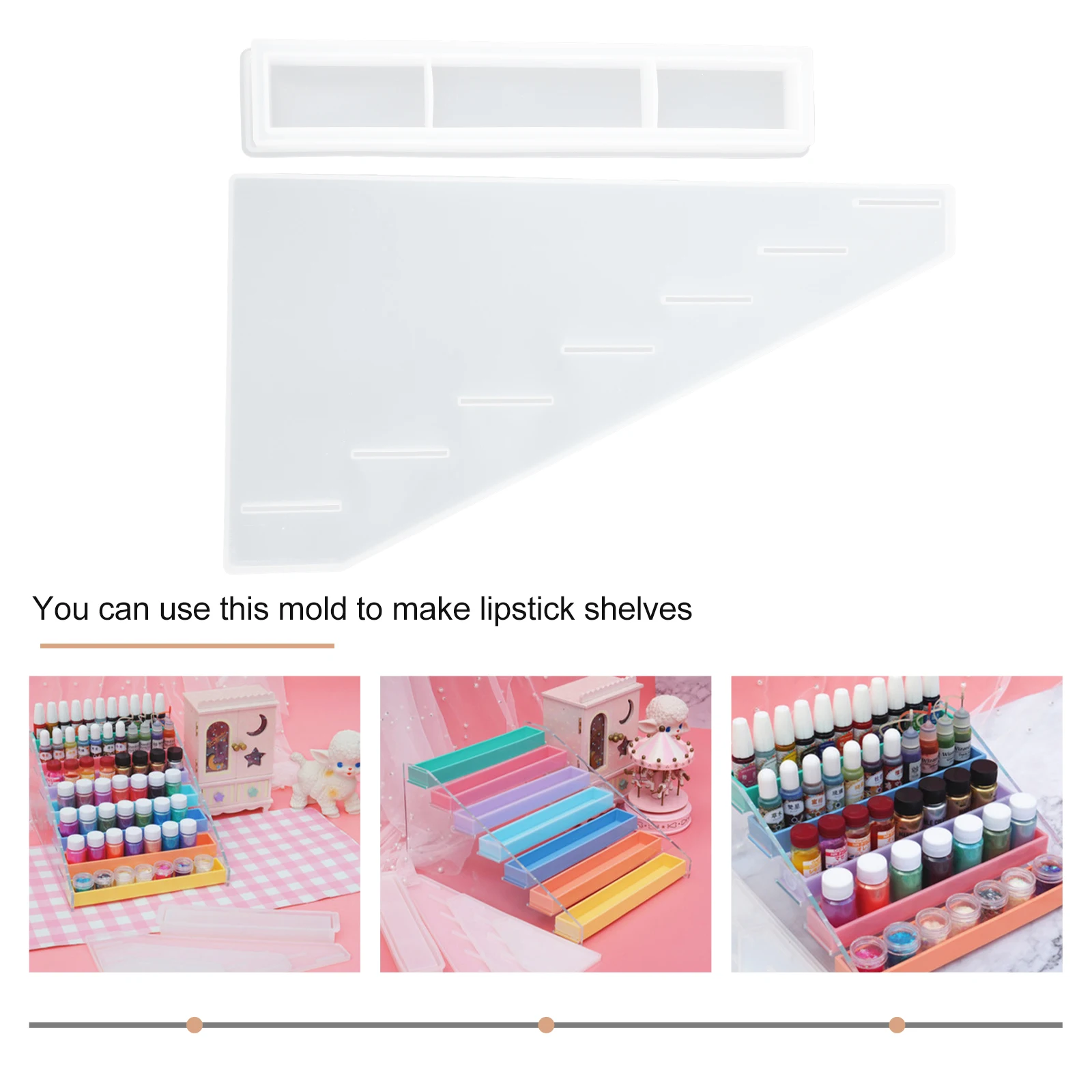 

2 Pcs Epoxy Mold Resin DIY Molds Shelf Rack Making Lipstick Storage Silicone Silica