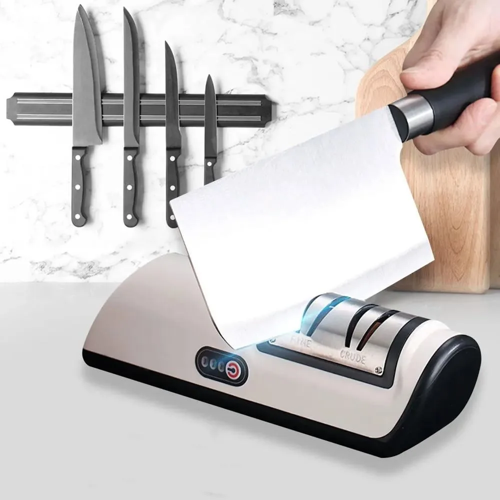 

Electric Knife Sharpener, Household Whetstone Knife Sharpener, USB Rechargeable Knife Sharpener with 2-speed Adjustment