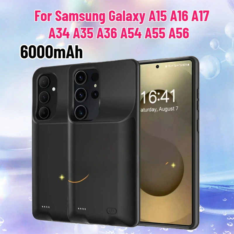 

6000mAh Battery Charger Case for Samsung Galaxy A15 A16 A17 A34 A35 A36 A54 A55 A56 Power Bank External Battery Charging Cover