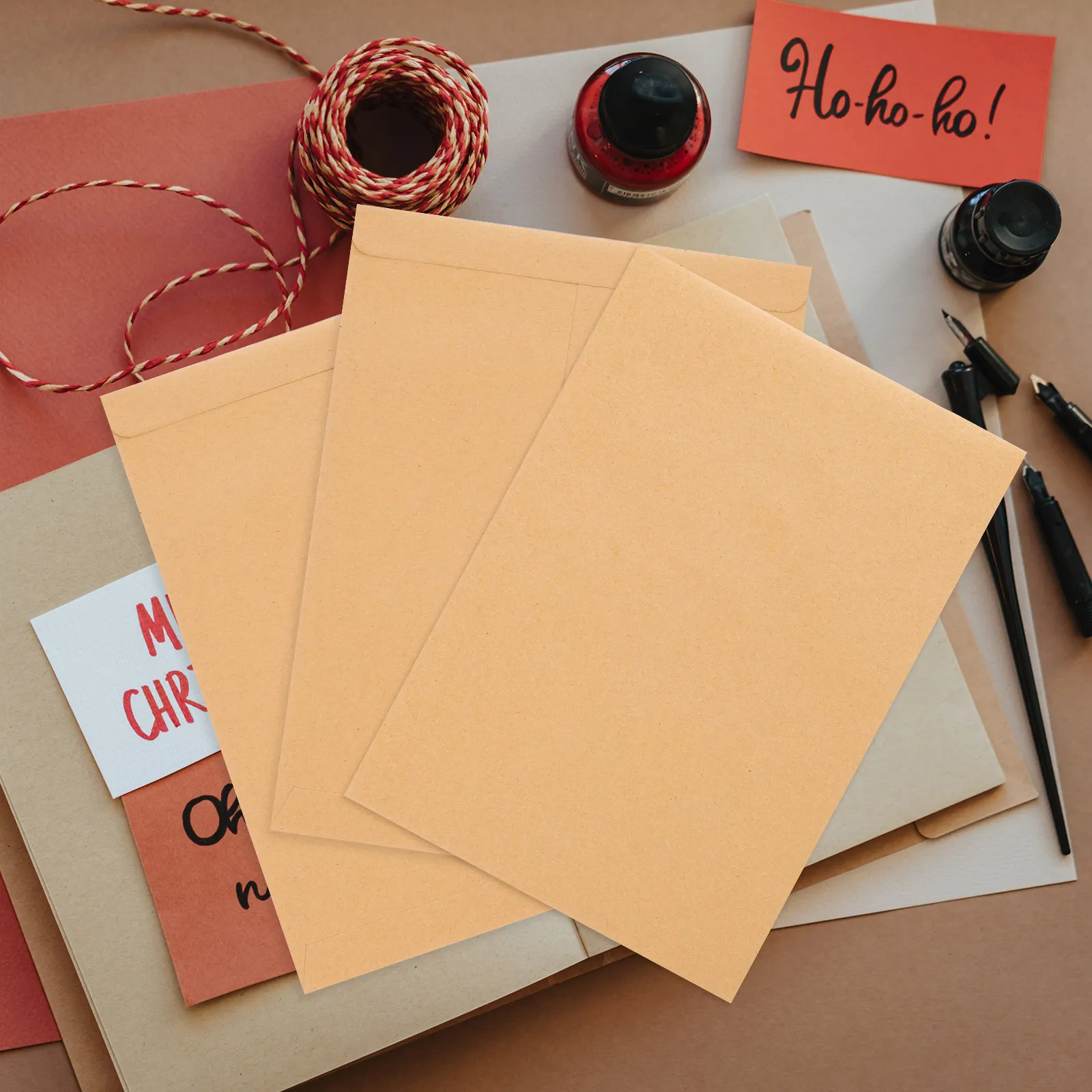 

50Pcs Kraft Paper Envelopes for Letters Message Cards Document Storage Stationery Small Accessories Sorting Self-Sealing Office