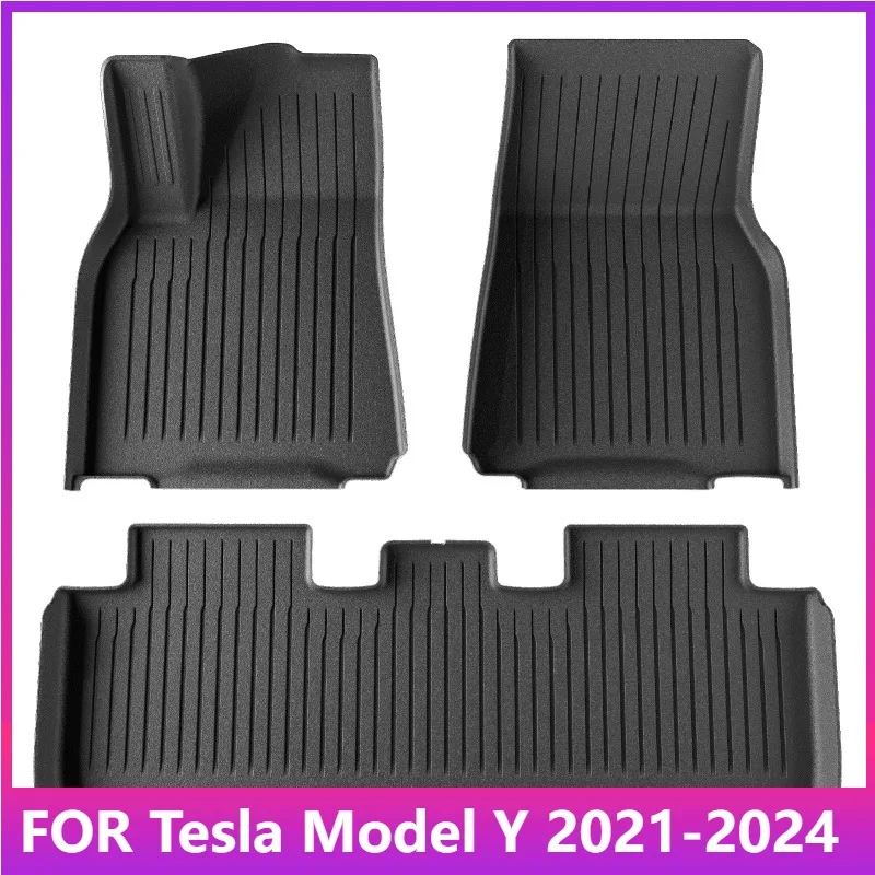

Коврики для Tesla Model Y 2021-2024 TPE 3D Автомобильные коврики, набор ковриков для багажника, водонепроницаемые, всепогодные, черные