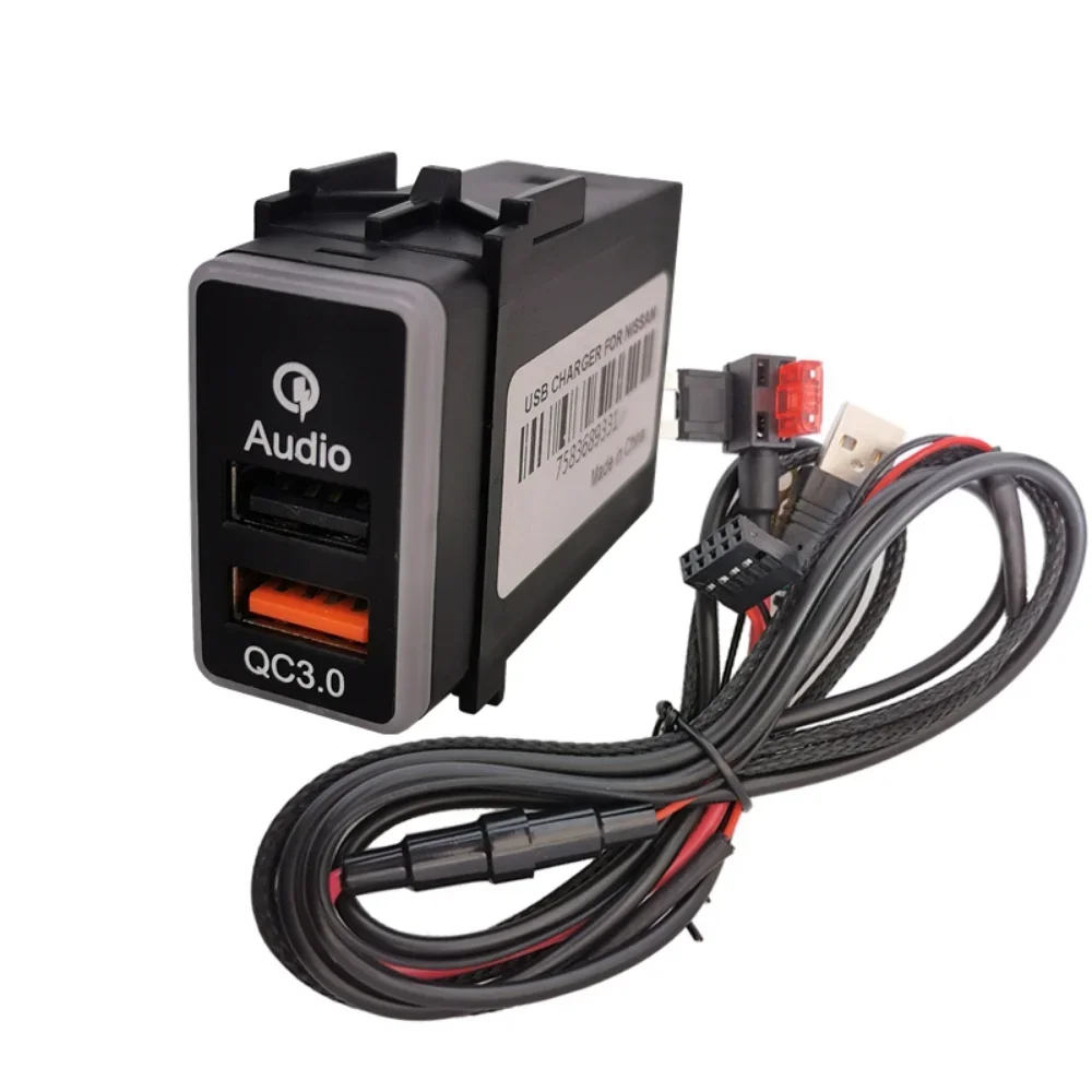 For Nissan Patrol Y62 Refitted Car Charging Audio QC3.0 Car Charging USB Dual Charging Voltage Display Charger