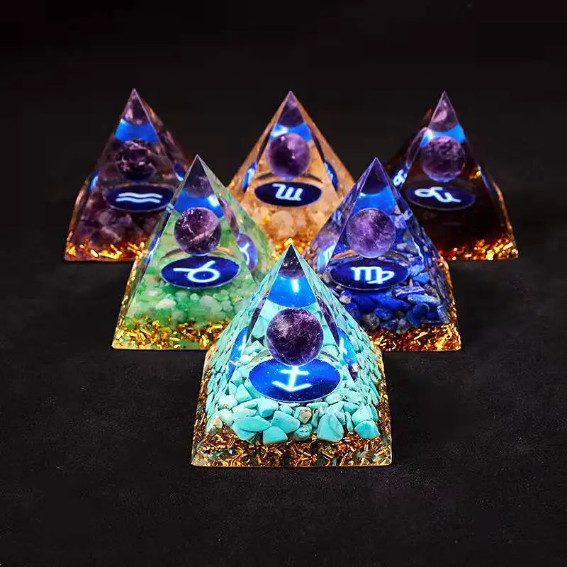 Constellation Pyramid Crystals Horoscope Natural Stone Home Office Decoration Energy Generator Reiki Meditation Ornaments Crafts