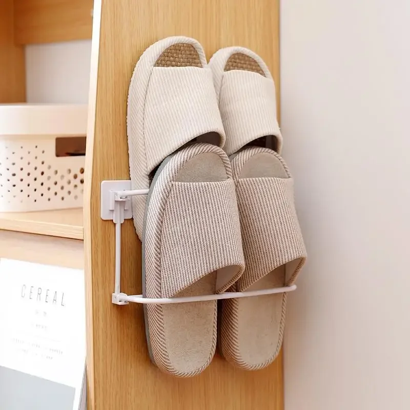 

Foldable bathroom slipper rack wall mounted hole free bathroom slipper rack hanging dormitory storage artifact