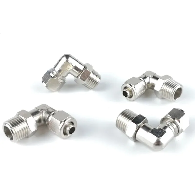 PL Fast Tightening Pneumatic Quick Connector PU Hose Pipe 4 6 8 10 12mm 360 Degree Rotary L Elbow Outer Thread 1/8 1/4 3/8 1/2