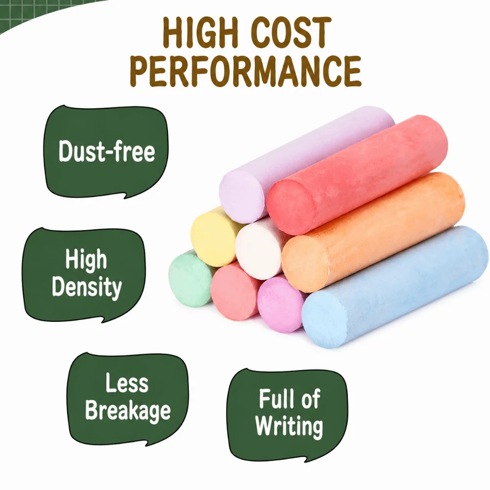 Washable Colored Dustless Chalk Oversize Erasable Marking Chalk Large Size Chalk Teacher Teaching