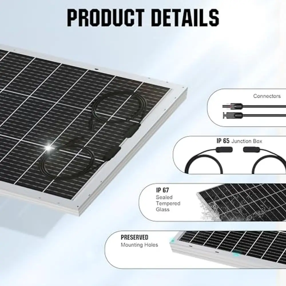 Imagem -06 - Painel Solar Bifacial Monocristalino Frente e Verso Kit de Módulo Fotovoltaico de Alta Eficiência 195w 12v