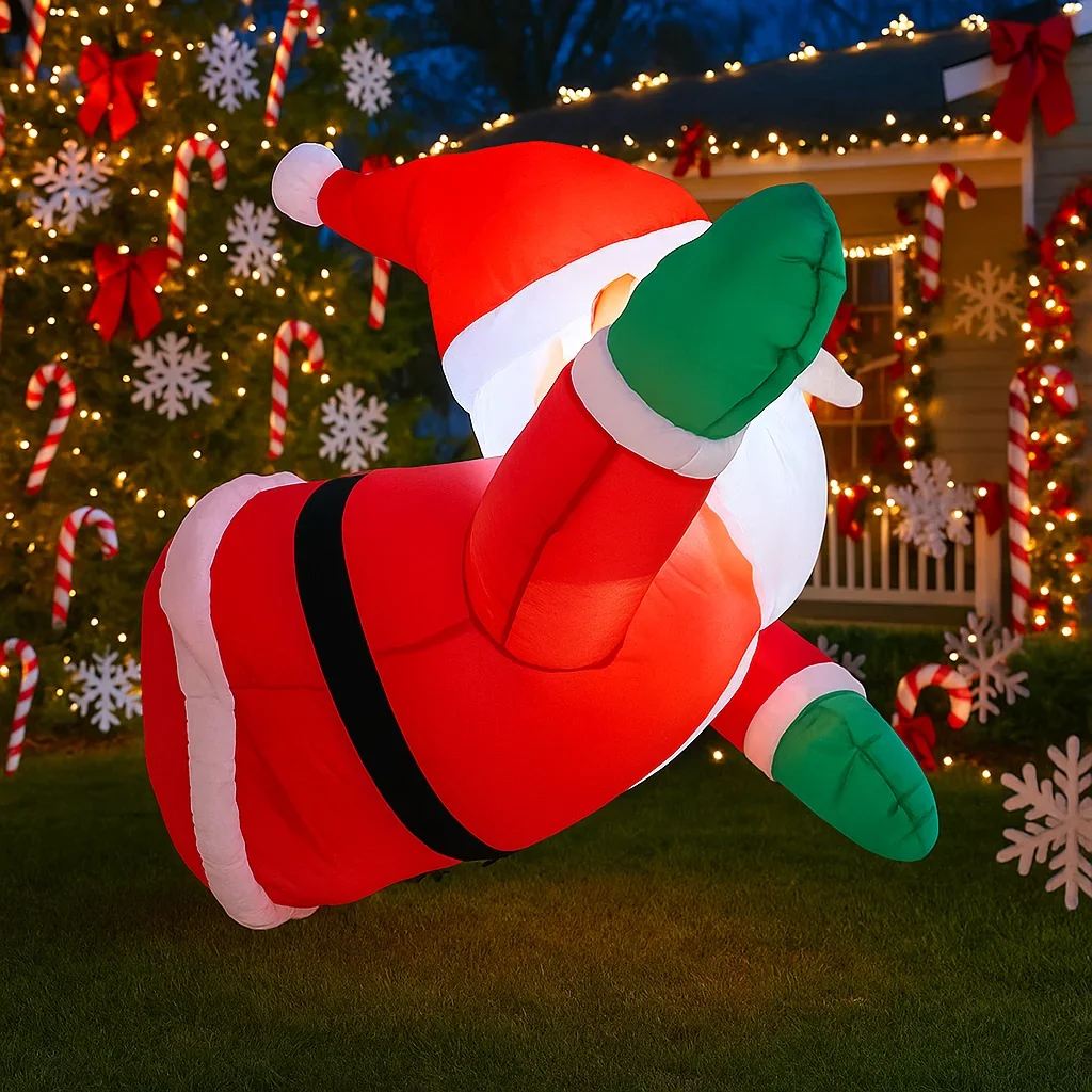 Рождественские украшения 2,6 фута, надувной Санта-Клаус, забавные игрушки, украшения для домашнего двора со светодиодным декором, рождественский уличный декор, игрушка
