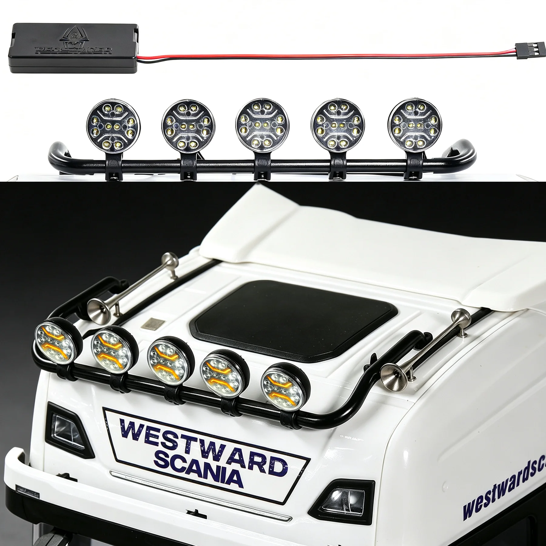 RC LED Lights Roof Light Bar Tail Light Kit for 1/10 RC Crawler Upgrades Parts view 6