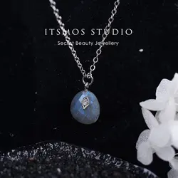 ITSMOS collana con ciondolo amazzonite Labradorite naturale semplice catena di pietre a goccia d'acqua gioielli eleganti per le donne regalo romatico