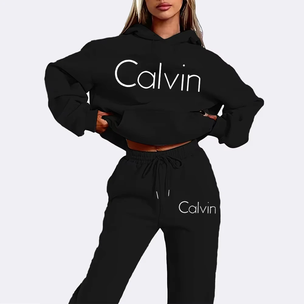 

Letter Printed Women's and man‘s Tracksuit Quality Two Piece Set for Fashion Jogging Sweatshirt Suit Drawstring Sports Hooded