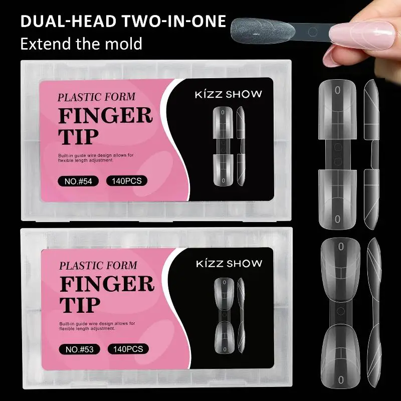 Salon Quality 2 In 1 Nail Dual Forms 140Pcs with Scale Crystal Armor for Quick Extensions