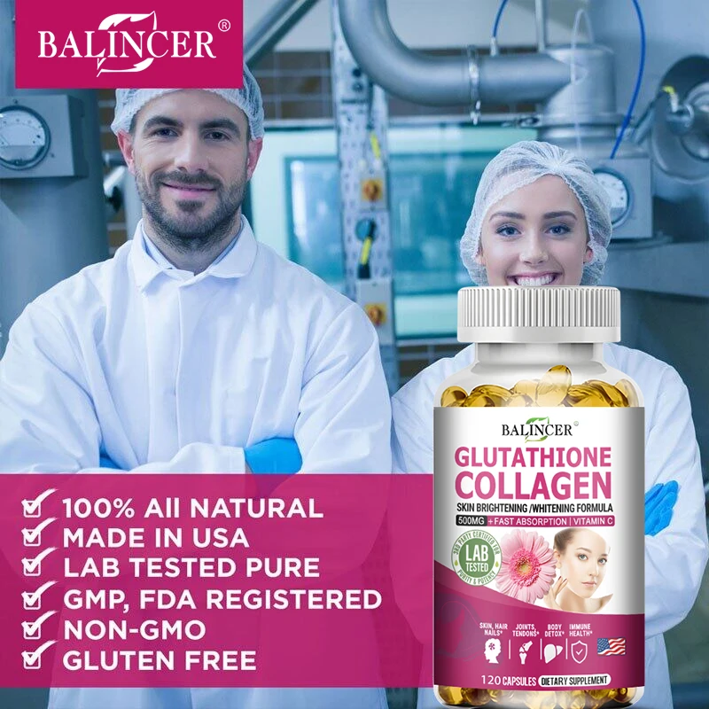 Glutathione Supplements - Collagen Booster Antioxidant Support Liver Detoxification Skin Whitening and Brightening