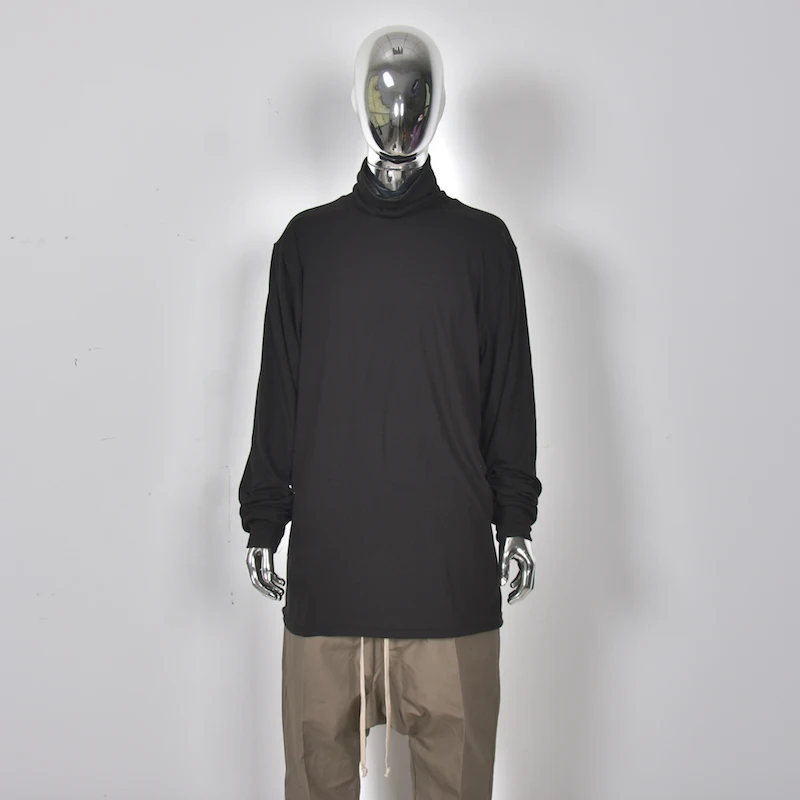 Dark Ro Wool Striped High Neck Loose Knit T-shirts Teenagers Plus Size Men and Women Long Sleeved Spring and Autumn Fashion