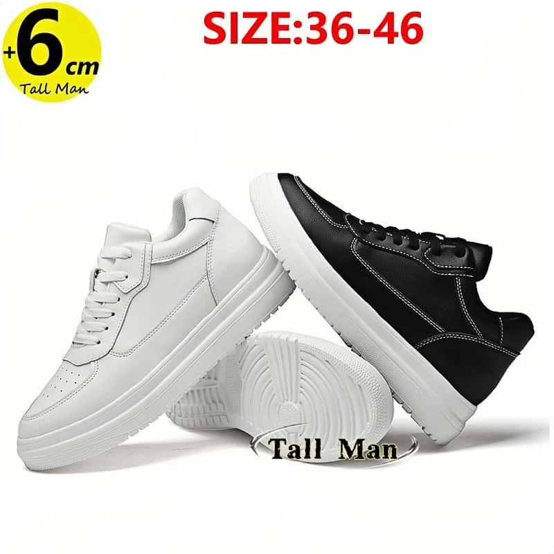 

Белые кроссовки стельками для увеличения роста, высота 6 см для мужчин и женщин, большие размеры 36-46