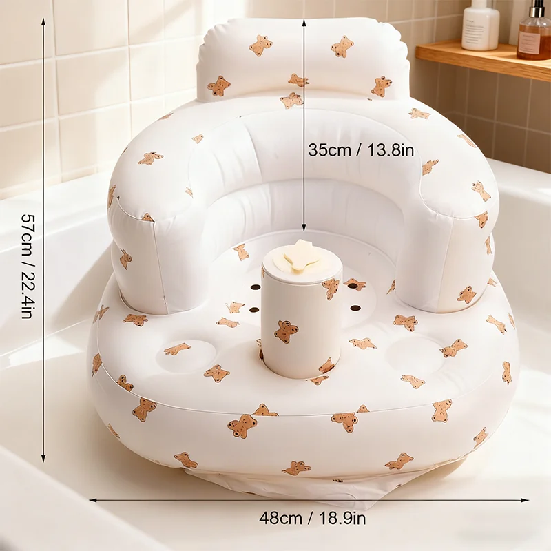 الدب طباعة الطفل أريكة قابلة للنفخ المحمولة متعددة الوظائف الأطفال نفخة التعلم مقعد ممارسة الجلوس كرسي حمام الخريف البراز الآمن