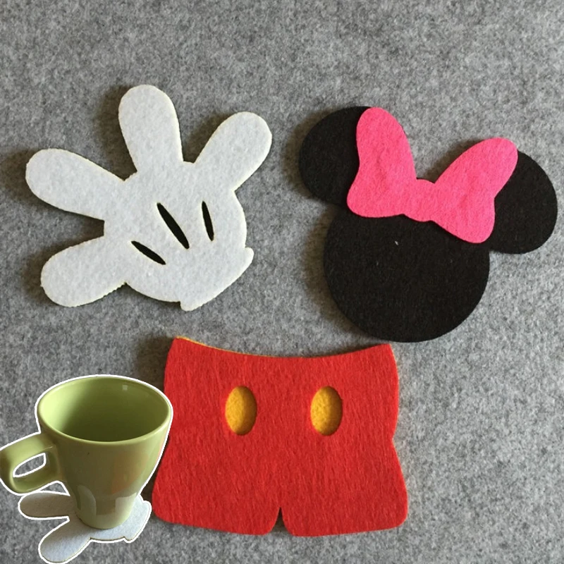

1/3 шт. креативные фетровые подставки под кружки Disney с Микки Маусом, милые аниме-подставки из двухслойного нетканого материала, термоизоляционные кухонные аксессуары