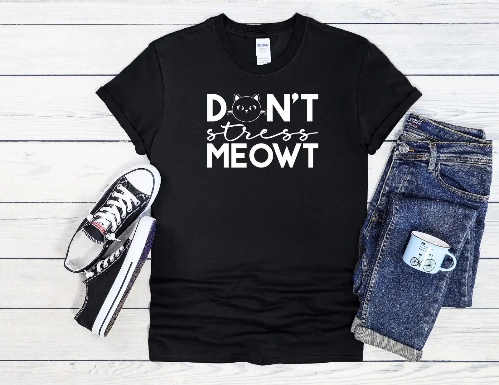 Don't Stress Meowt Jute Bag Baseball T Shirt Top 3530