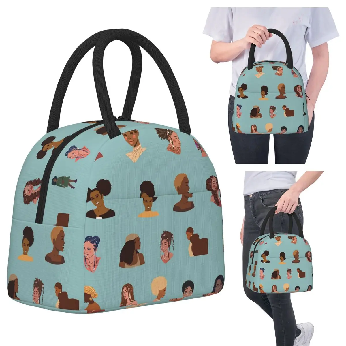 

Афро-американские женщины, афро-девушка, изолированная сумка для обеда для женщин, холодильник, термосумка для еды, портативная коробка для завтрака, контейнер