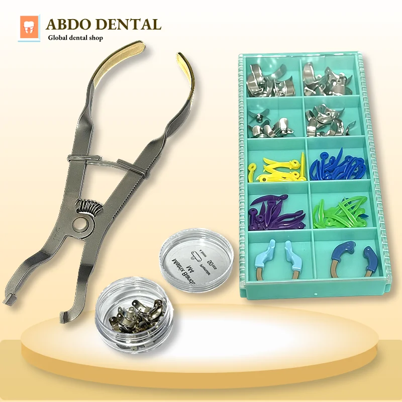 M4 Dental Matrix Bands Set with Metal Matrix Pliers, Clamps & Wedges for Anterior & Posterior Teeth