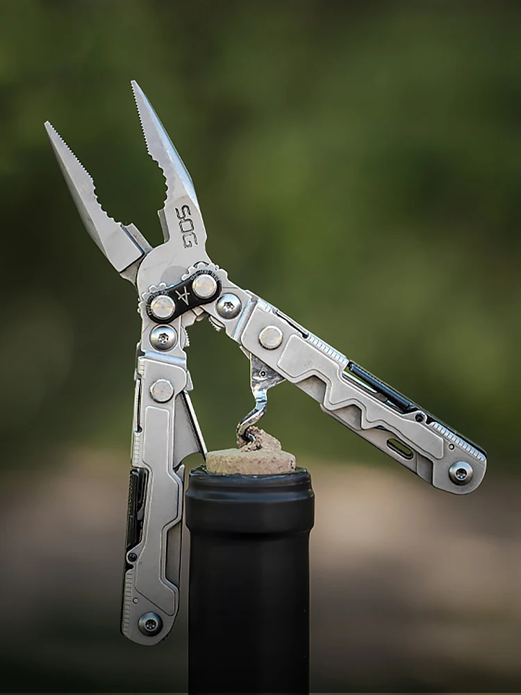 SOG 19-in-1 PowerLitre Mini-Multifunktionswerkzeug, kompaktes, faltbares Multifunktionswerkzeug mit Zange, Klappmesser, Schraubendreher, Drahtschneider, EDC, leichte Handwerkzeuge für Camping, Angeln,