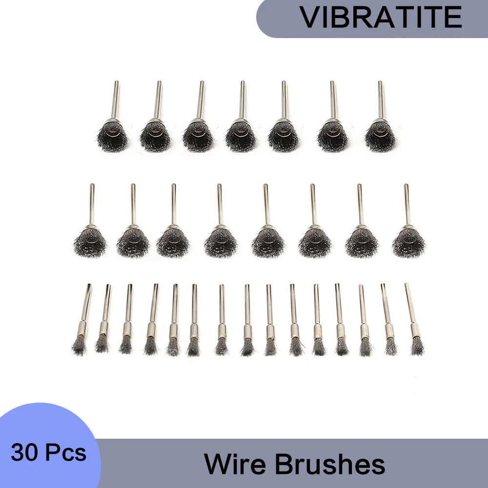 

30 Pcs Wire Brushes Set Steel Wheel Brushes Accessories for Removing Burrs Rust Dust the Oxide Layer Polishing and Grinding Wood