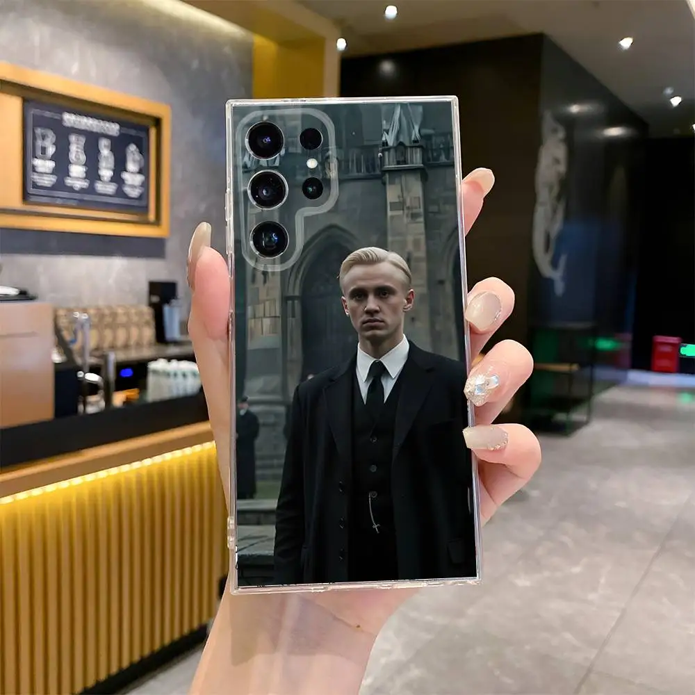 배우 D-드래코 말포이 전화 케이스 삼성 S24,30,21,22,23,20 FE,lite,PIus,Ultra,5G,Note,9,10 투명 커버