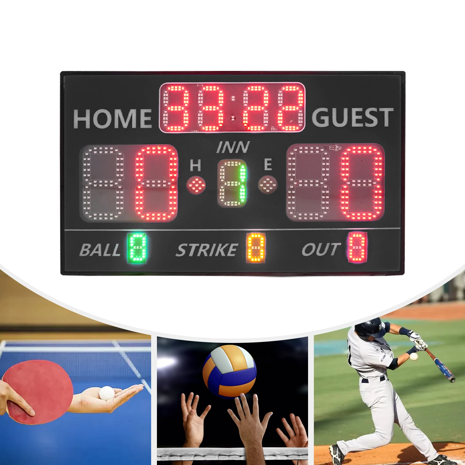 

Black 22.8*0.96*13.7in LED Scoreboard for Baseball Games, Portable Electronic Digital Scoreboard for All Kinds of Sports Leagues