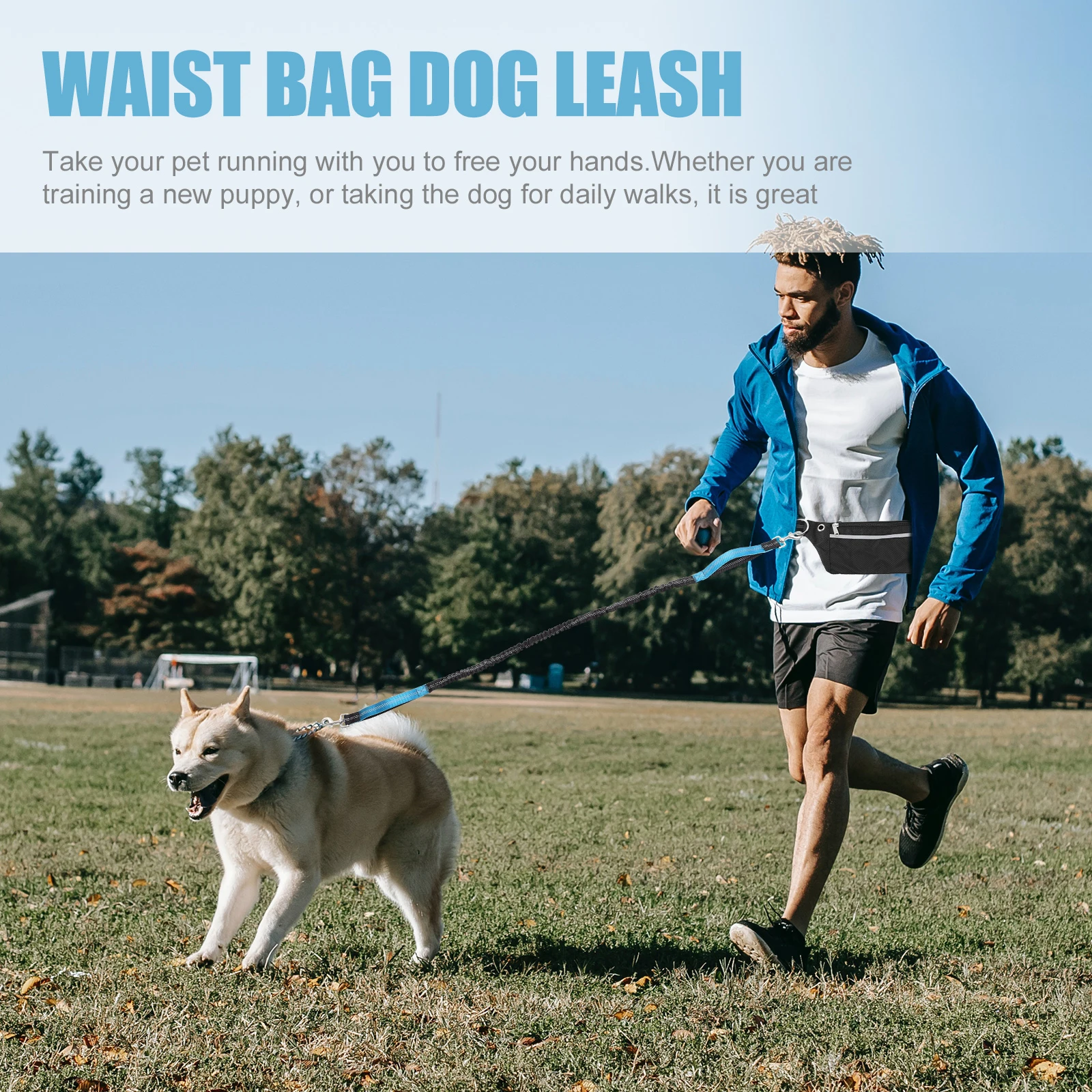 

Pet Leash Dog Walking Rope Hands Free Nylon Adjustable Waist Belt Blue Reflective Elastic Handle Running Training Dog Supplies