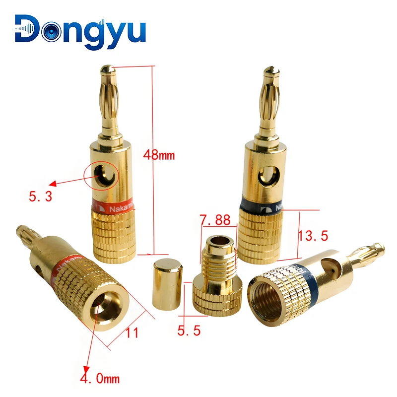 4MM Nakamichi Banana Connector Plugs Jack Gold Plated Musical Sound Audio Speaker For Audio Video Speaker Terminal