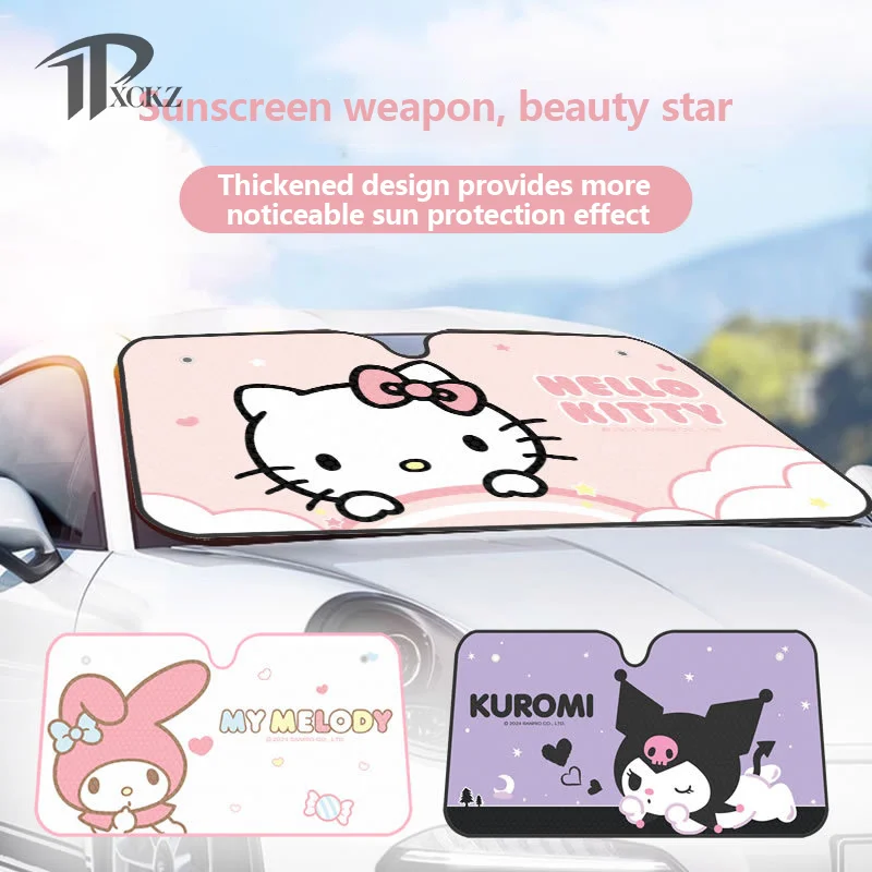 

Мультяшный Hello Kitty Kuromi, автомобильный солнцезащитный козырек Melody с милым аниме солнцезащитным изоляционным присосками, автомобильный солнцезащитный козырек на лобовое стекло