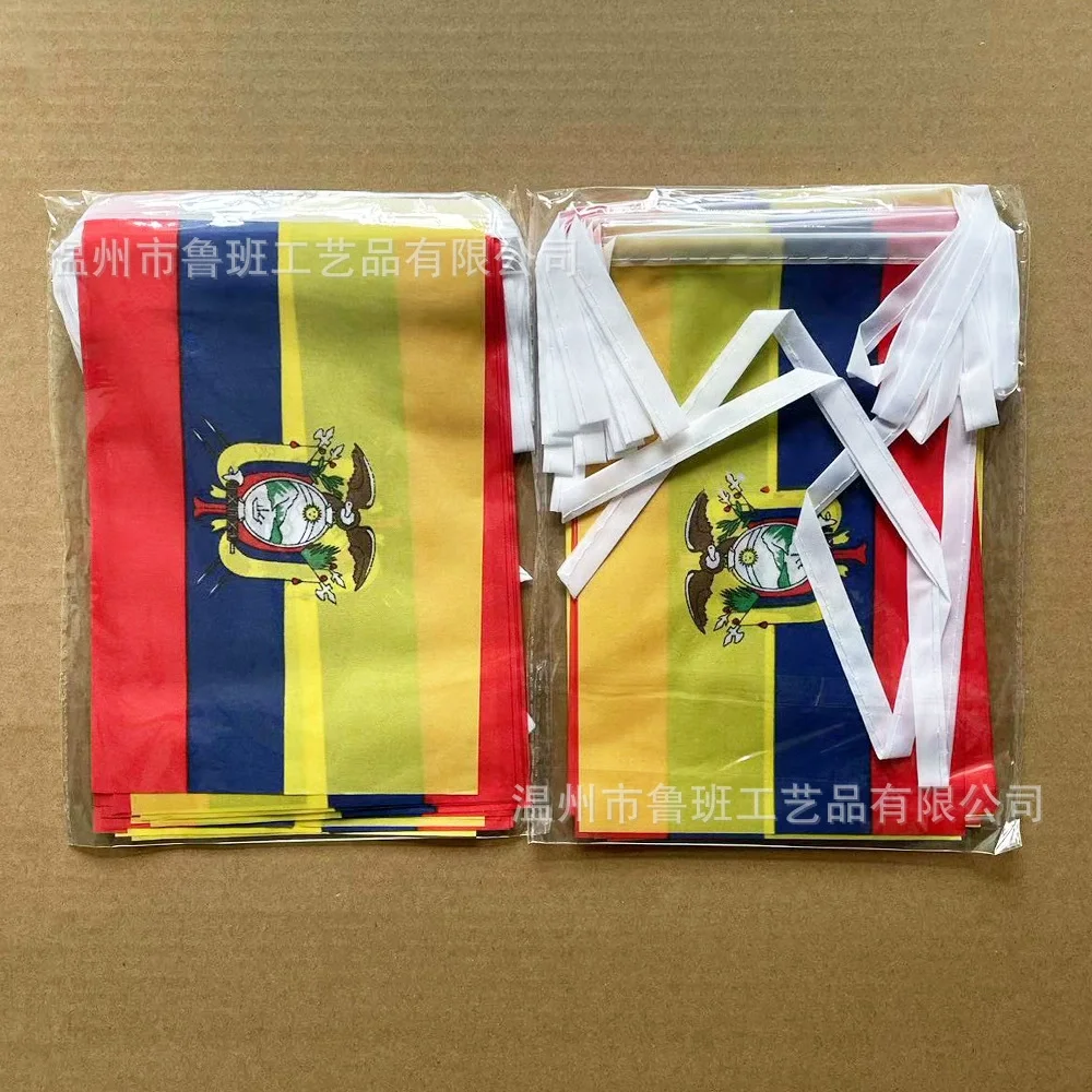 （TIKI FLAG）20pcs/lot Ecuador bunting flags 14x21cm Pennant Ecuador  String Banner Festival Party Holiday for decoration