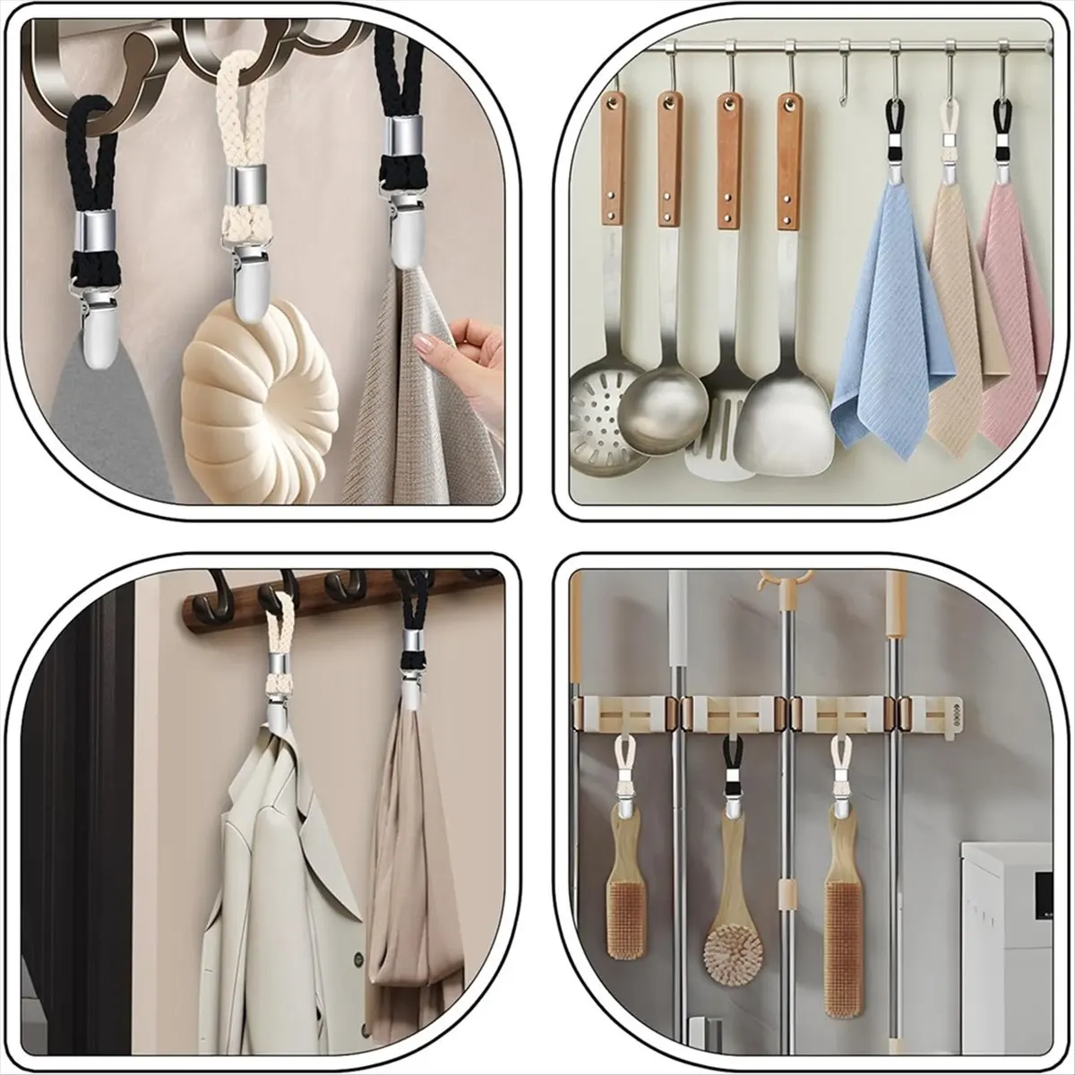 Reliable- 10pcs Hangers for Towels, Hook Towel Clips, Towel Hanger Without Sewing Towel Clips for Houses Cabinets and Bathrooms