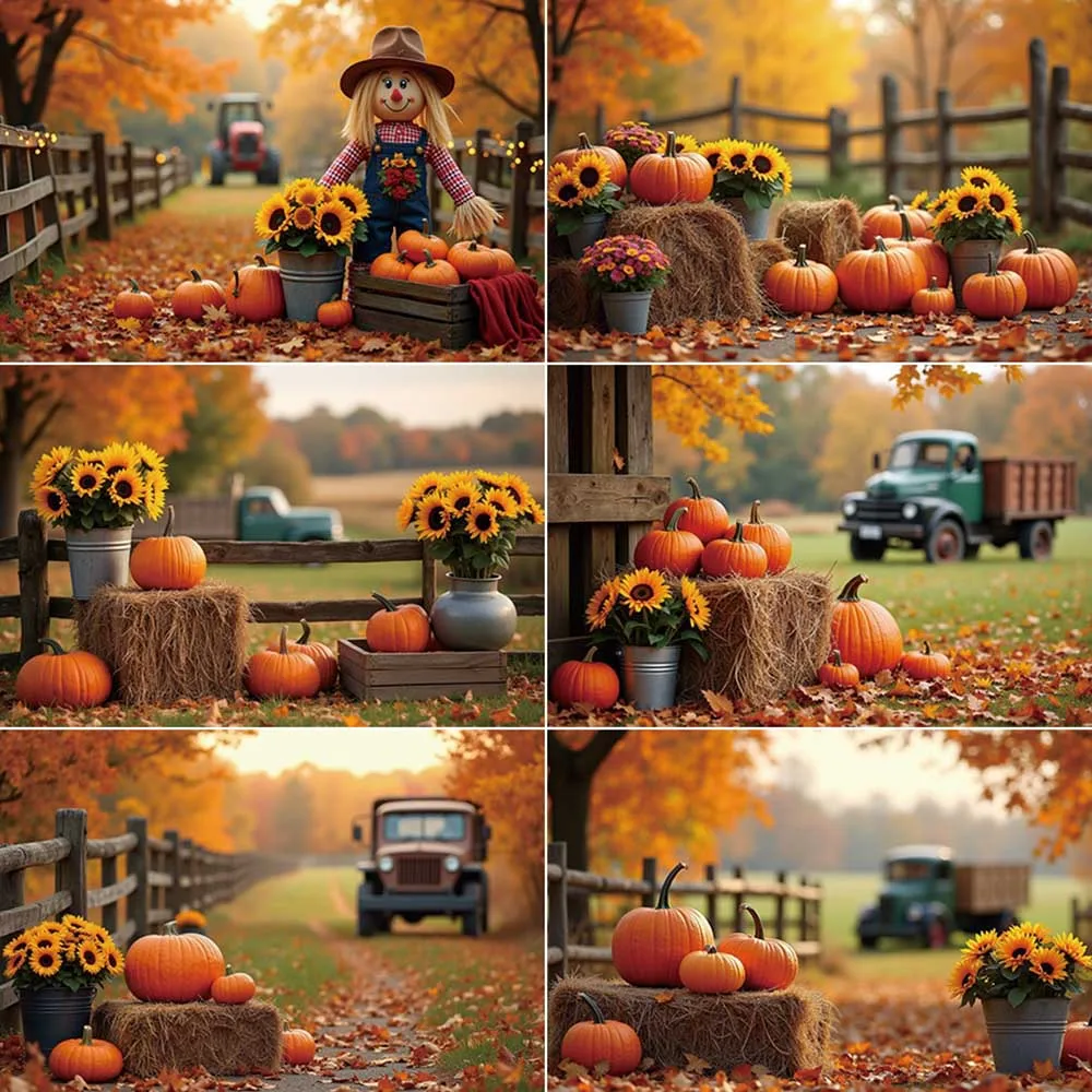 

MOON.QG Autumn Background Photography Sunflower Farm Haystack Photocall Backdrop Children Studio Photozone Accessories