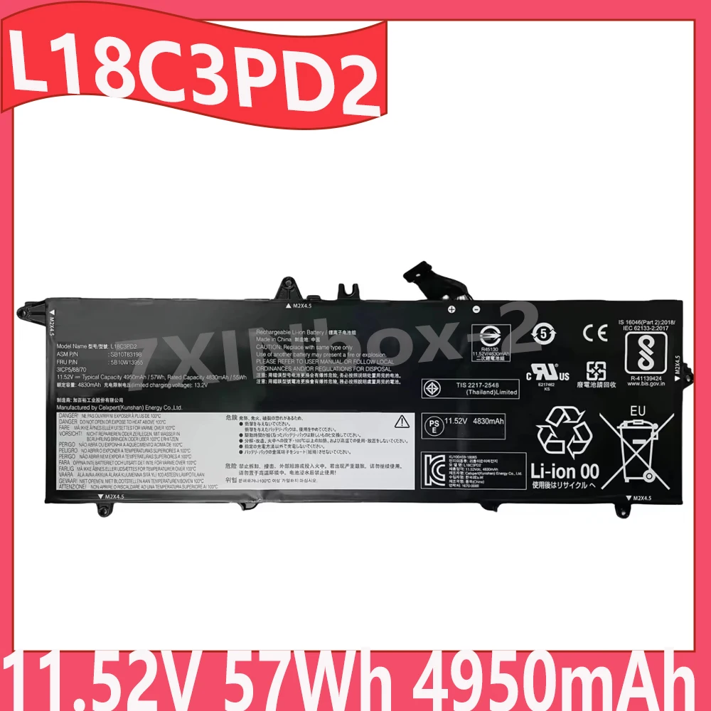 L18C3PD2 L18M3PD1 11.52V 57Wh 4950mAh Laptop Battery For Lenovo ThinkPad T490S T495S 5B10W13878 02DL014 L18L3PD1 L18M3PD2