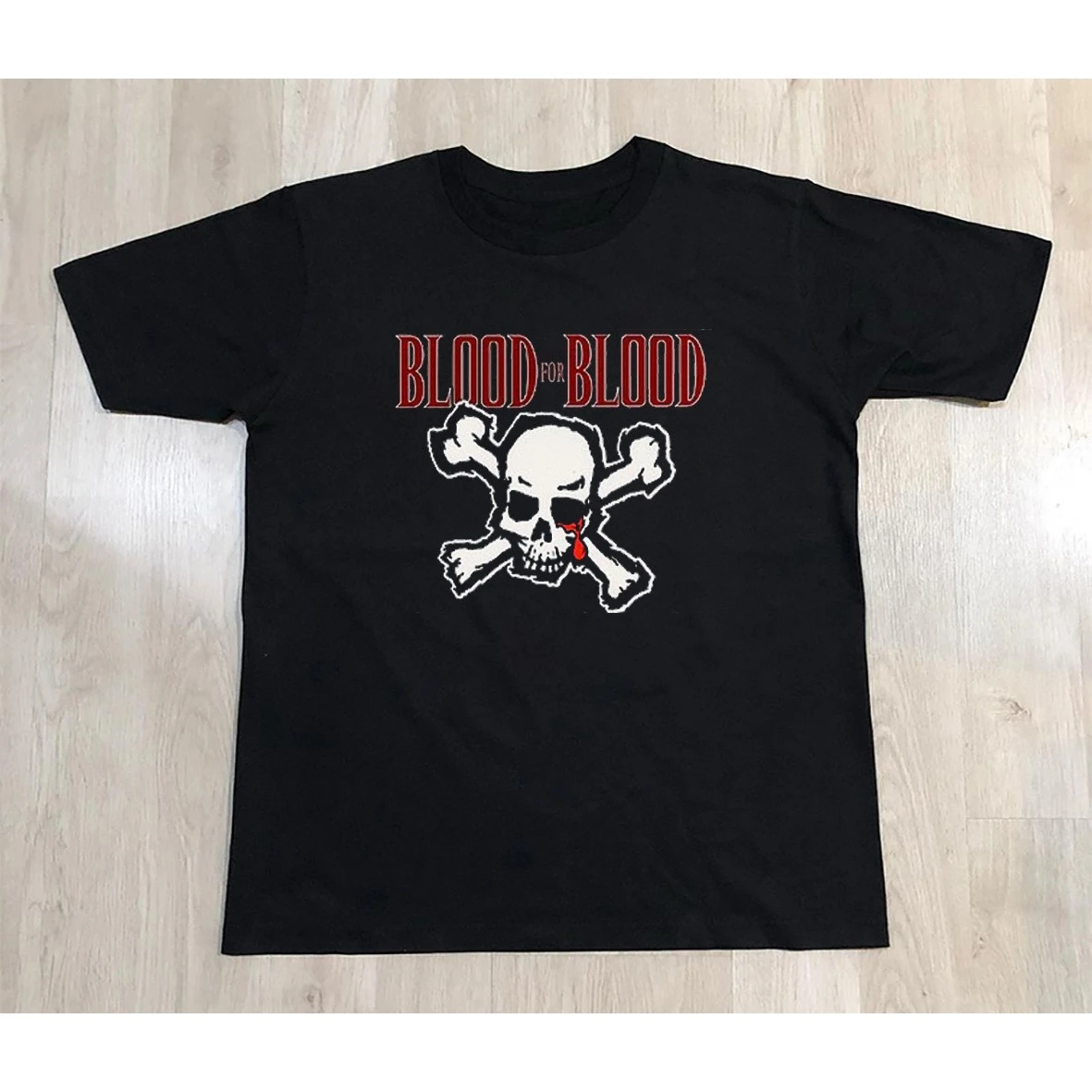 Blood for Blood Hardcore Punk Band Short-sleeved Shirt, American Streetwear Loose Pure Cotton Half-sleeve T-shirt