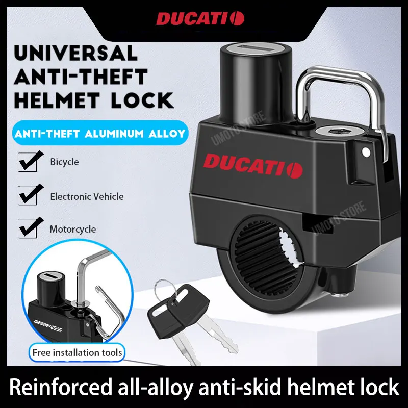 For ducati Universal Motorcycle Helmet Lock Scooter Bike Handlebar Mount Portable Helmet Anti-Theft Security Metal Locks with Ke