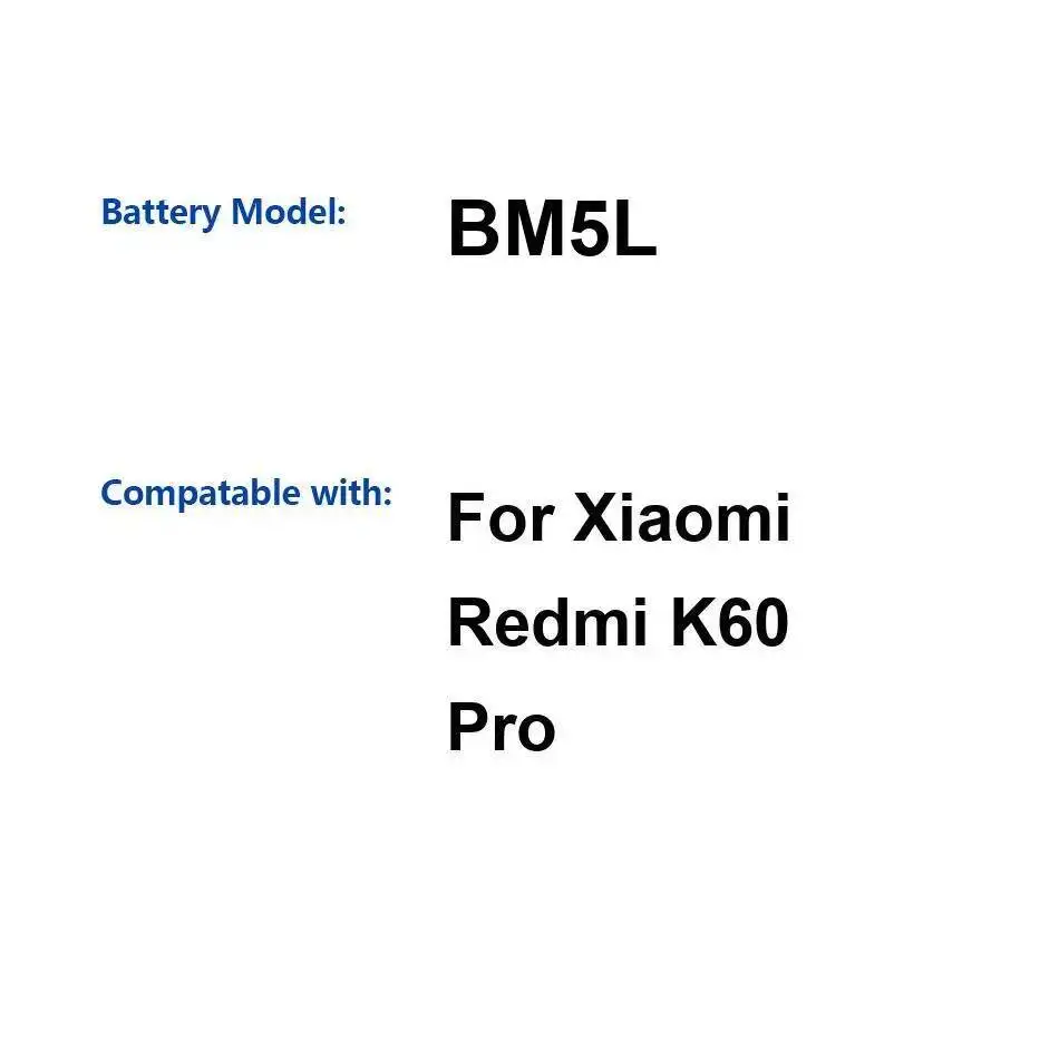 

BM5L 5000 мАч аккумулятор мобильного телефона для Xiaomi Redmi K60 Pro Lightweight