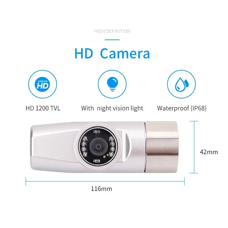 160mm*42mm camera Dual camera Waterproof Underwater Convertible viewing angle fishing camera 15M 30M