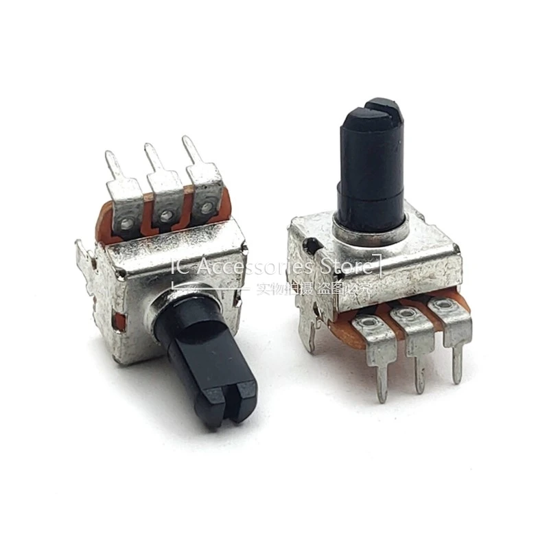 2PCS RK12 Vertical Square Type Adjustable Rotary Potentiometer B20K B50K B150K Single Connection 3Pin Audio Volume D Shaft 13mm