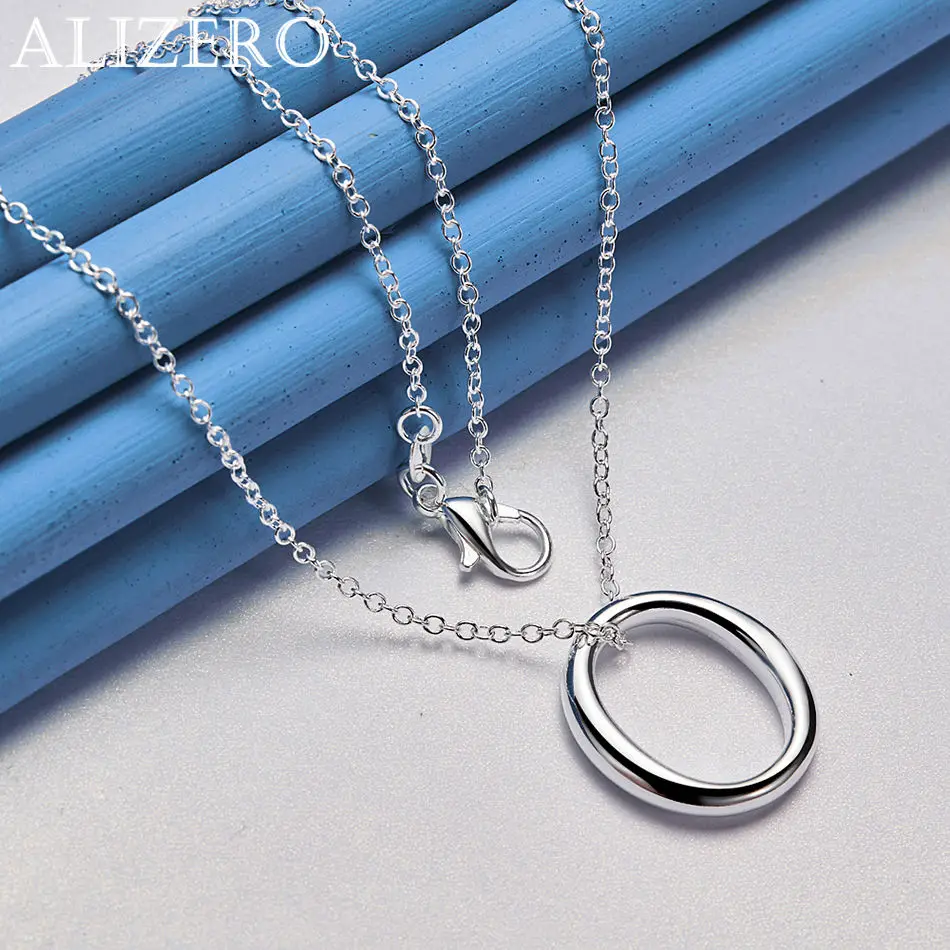 ALIZERO 925 الاسترليني قلادة فضية 16-30 بوصة ثعبان سلسلة جولة O قلادة القلائد للنساء الرجال خاتم هدايا مجوهرات أنيقة