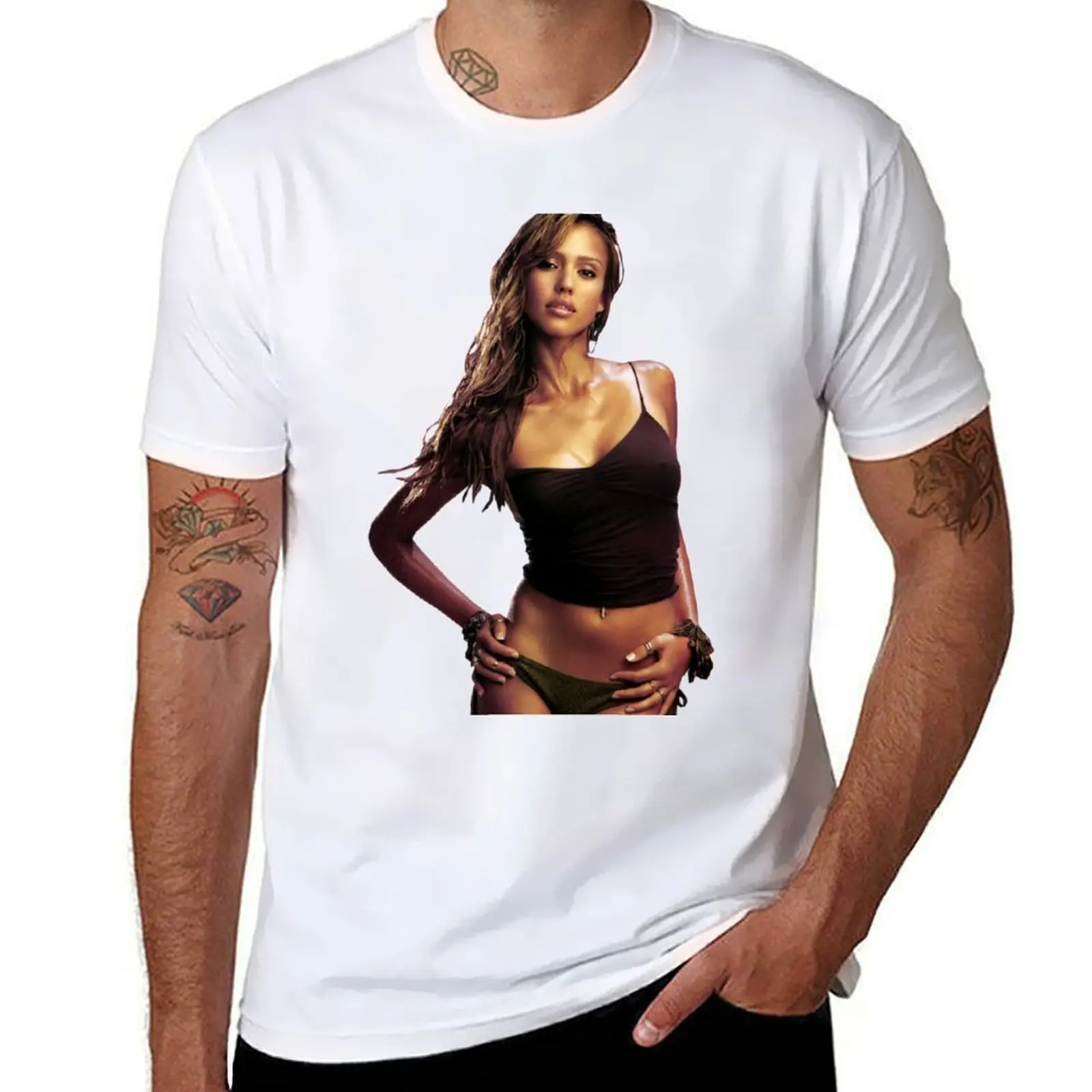 

Jessica Alba sexy T-Shirt t shirt man casual t shirt custom print T-Shirt