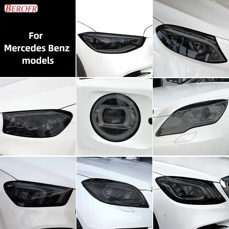 2 Pcs Smoked Black TPU Sticker Car Headlight Protective Film For Mercedes Benz W222 W223 W166 C292 W167 W464 X166 X204 X167 W447
