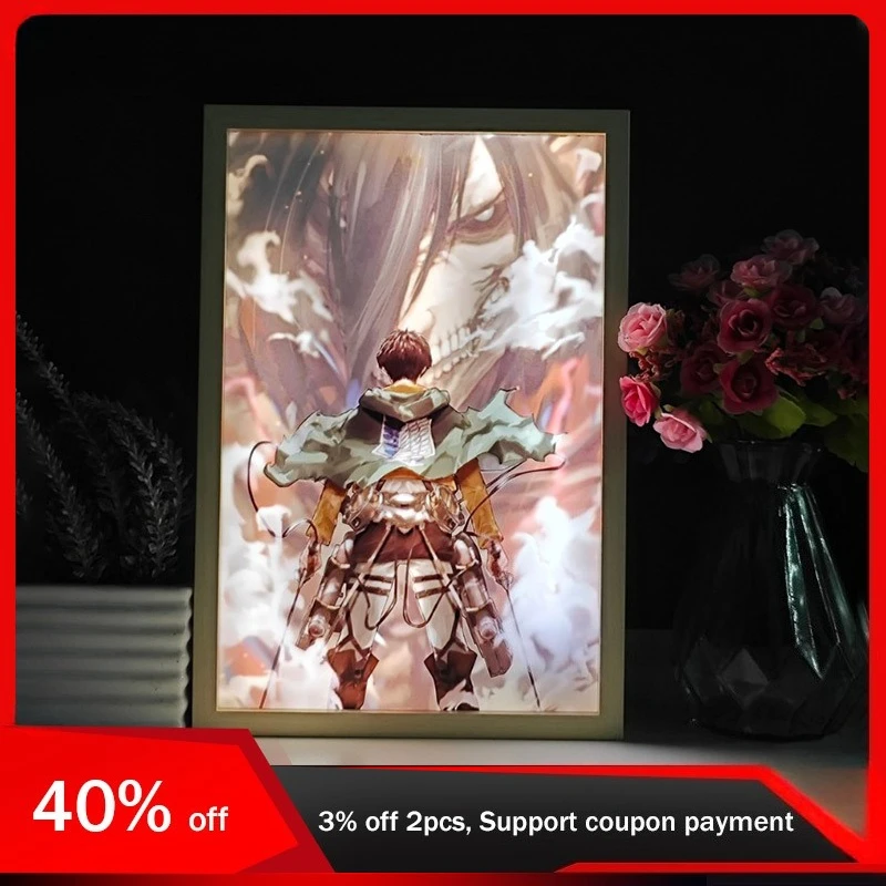 

23cm/9.06in Anime Color Light Painting Night ONE PIECE Demon Slayer Peripherals Led Bedroom Table Lamp Crafts Collectible Decor