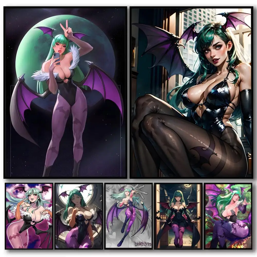 

D-Darkstalkers Morrigan Painting Calligraphy High-Quality Cotton Canvas Poster Wall Art for Living Room Modern Home Decoration