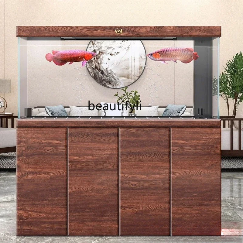 New ultra-white glass arowana tank large bottom filter water-free living room household fish tankH
